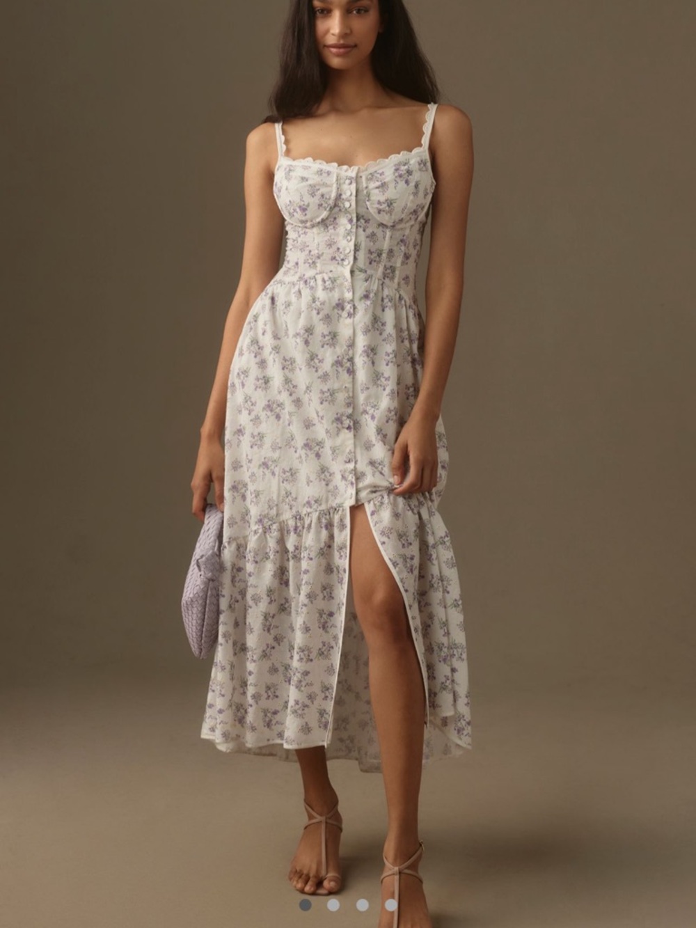Astr the Label Yamila Lavender Floral Midi Dress